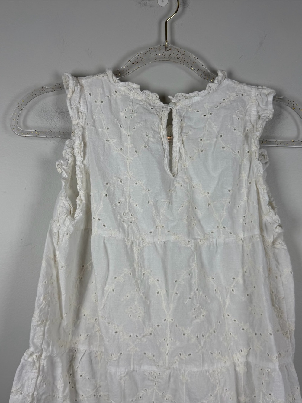 Anthropologie Kindred White Eyelet Embroidered Ruffle Cottagecore Top Medium - Picture 7 of 10